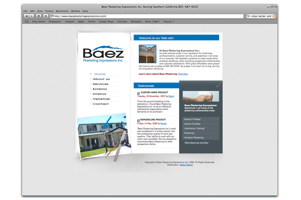 Baez Plastering Expressions Oxnard Website Design